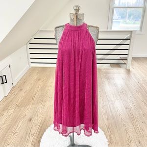 NWT XS S M L XL berry pink purple, sparkly, mock neck, mini dress